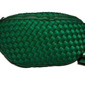 Green Woven Crossbody Bag/bum bag Mardi Gras, NWOT